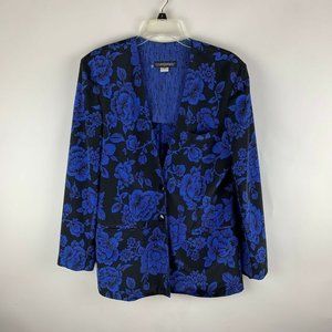 Counterparts Womens Blue Floral Blazer Size 8 Unlined